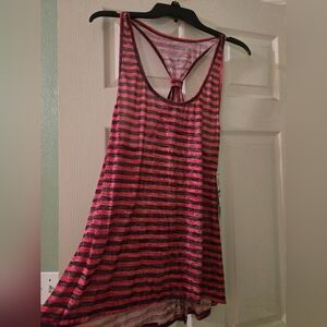 Ideology Pink and Black Striped Tank